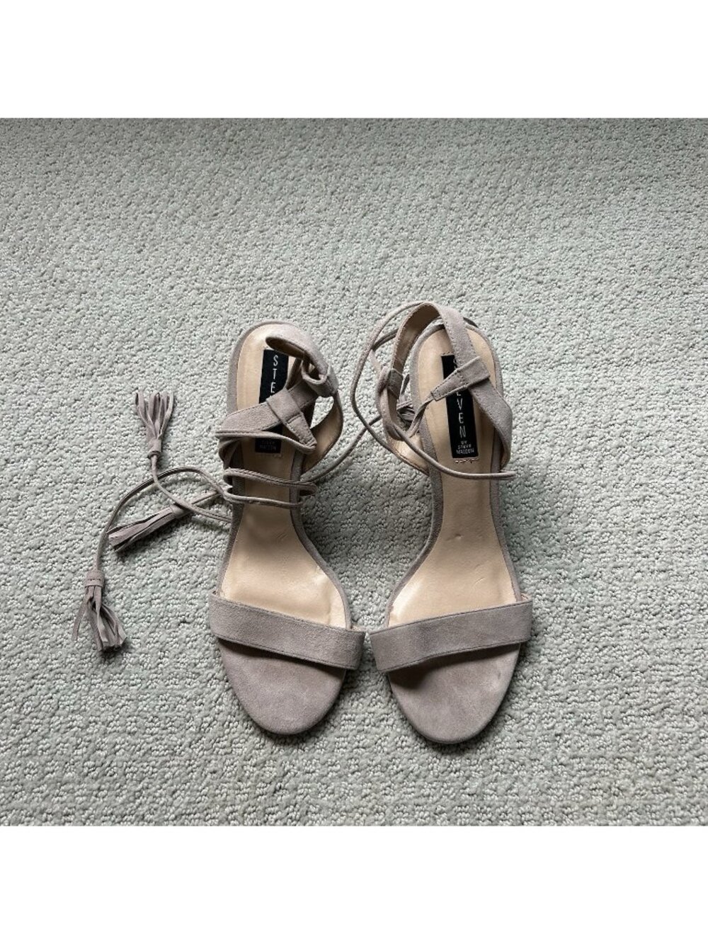 Steve Madden Womens Heels Ankle Strappy Brown Suede Kitten Heel Size 8.5